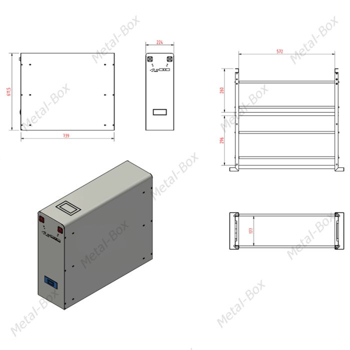 Двоповерховий металевий корпус для акумулятора LiFePO4 16S (48V)